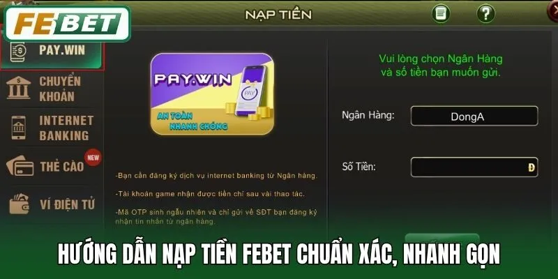 Nạp Tiền Febet 1 Hướng dẫn nạp tiền Febet chuẩn xác, nhanh gọn